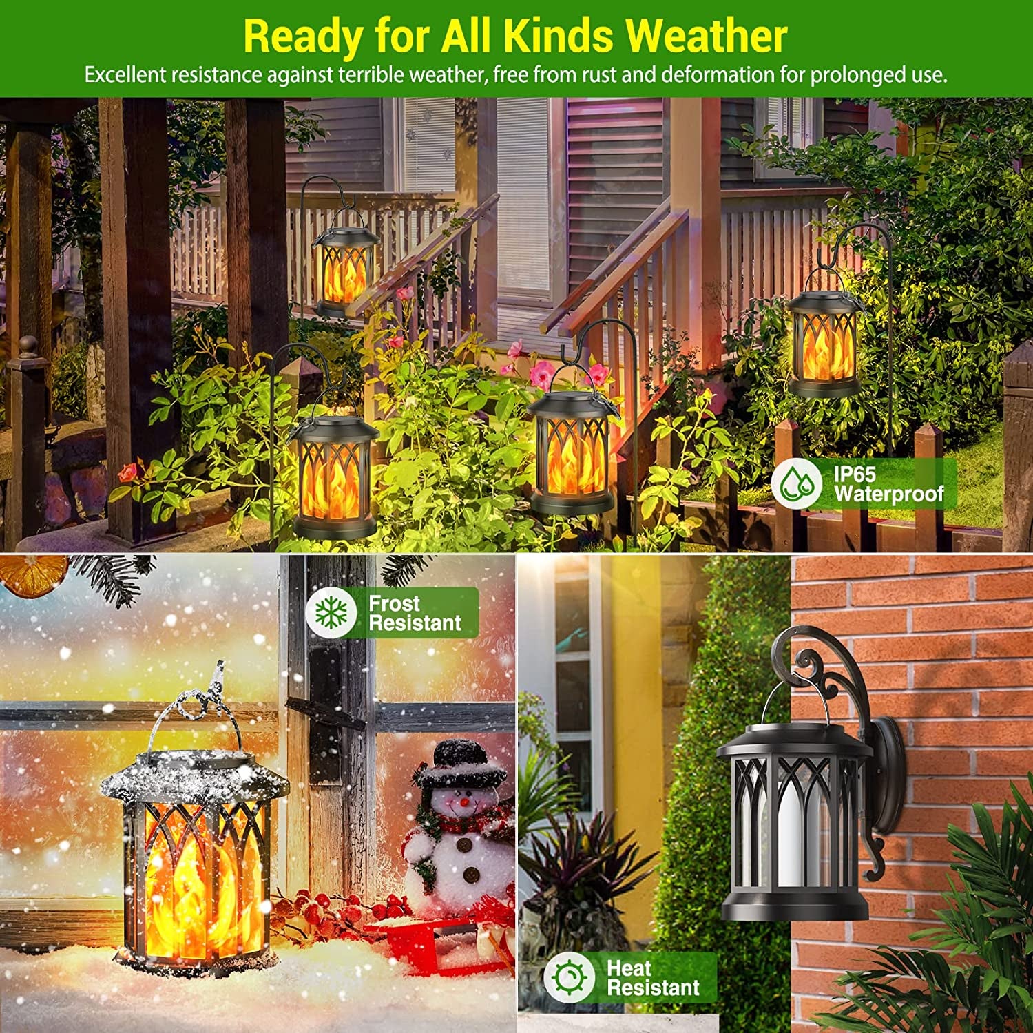 4 Pack Solar Lantern Outdoor Lights, Upgraded Flickering Flame Solar Lanterns Lights Outdoor Waterproof, Hanging Lantern Decorative, Solar Powered Lanterns for Yard Patio Path Tree Garden Decor