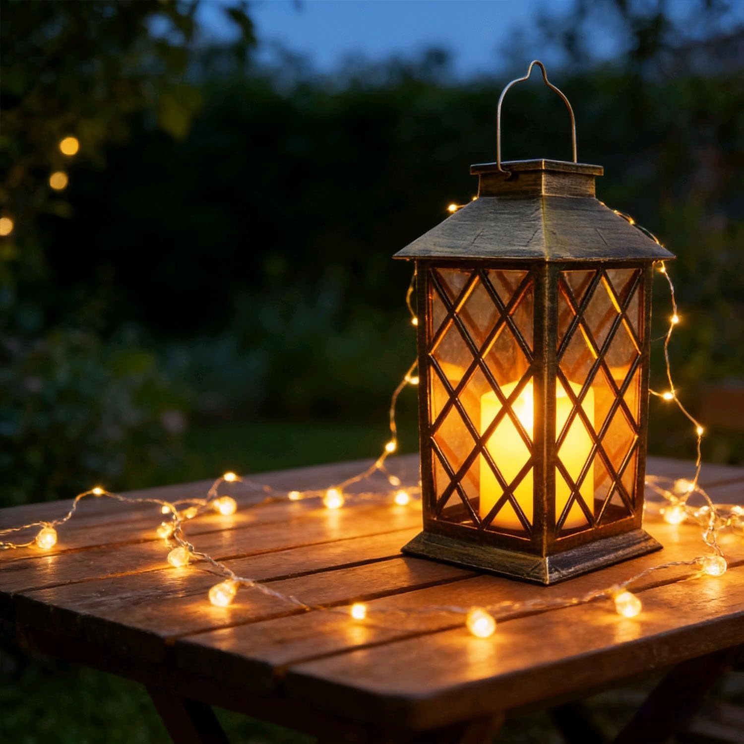 Solar Lanterns Outdoor Hanging Garden Lantern Waterproof LED Flickering Flameless Candle Mission Lights for Table,Outdoor，Mothers Day Gifts Mom Wife (1Pack)