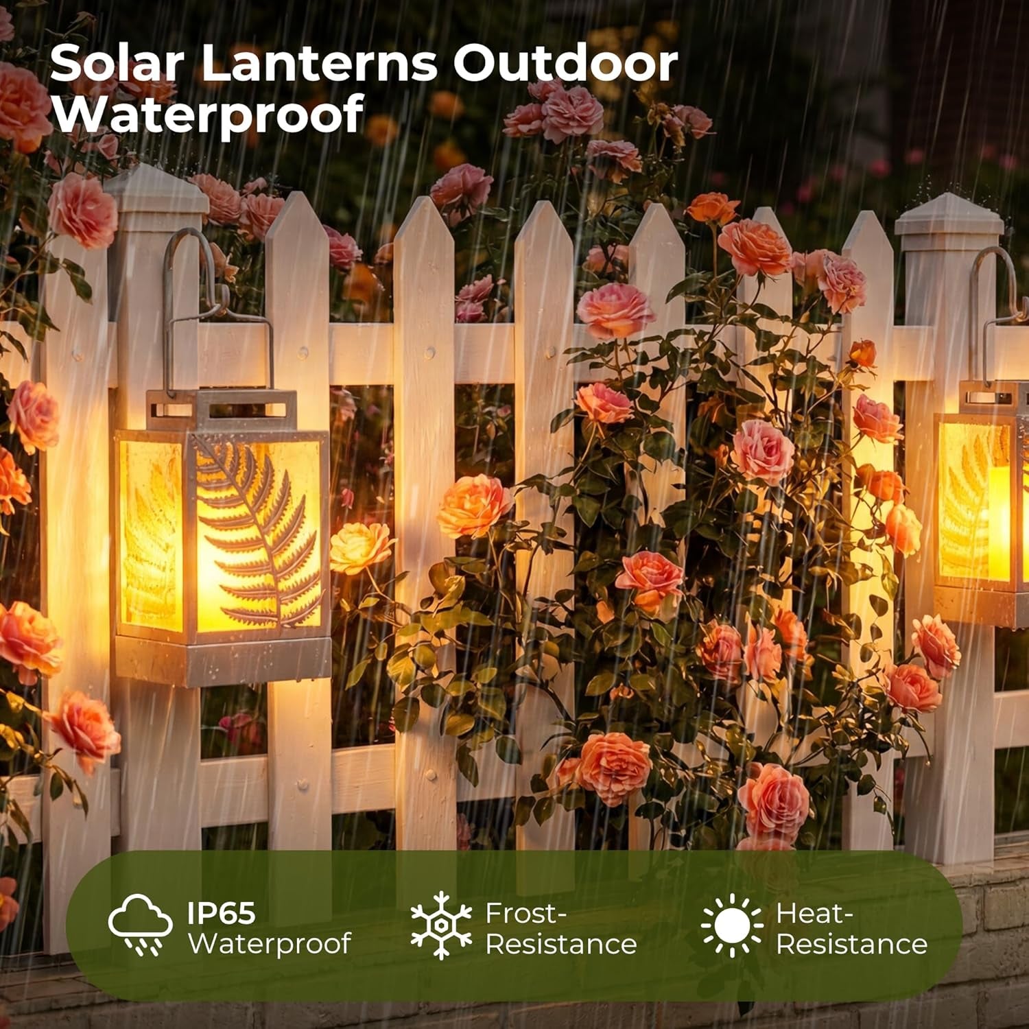 Solar Lights Outdoor with Flickering Flame (2Pack Grey) Upgrade Metal Solar Powered Lantern Landscape Leaf Decorative Hanging Lighting Waterproof LED Umbrella Light for Patio Garden Deck Yard