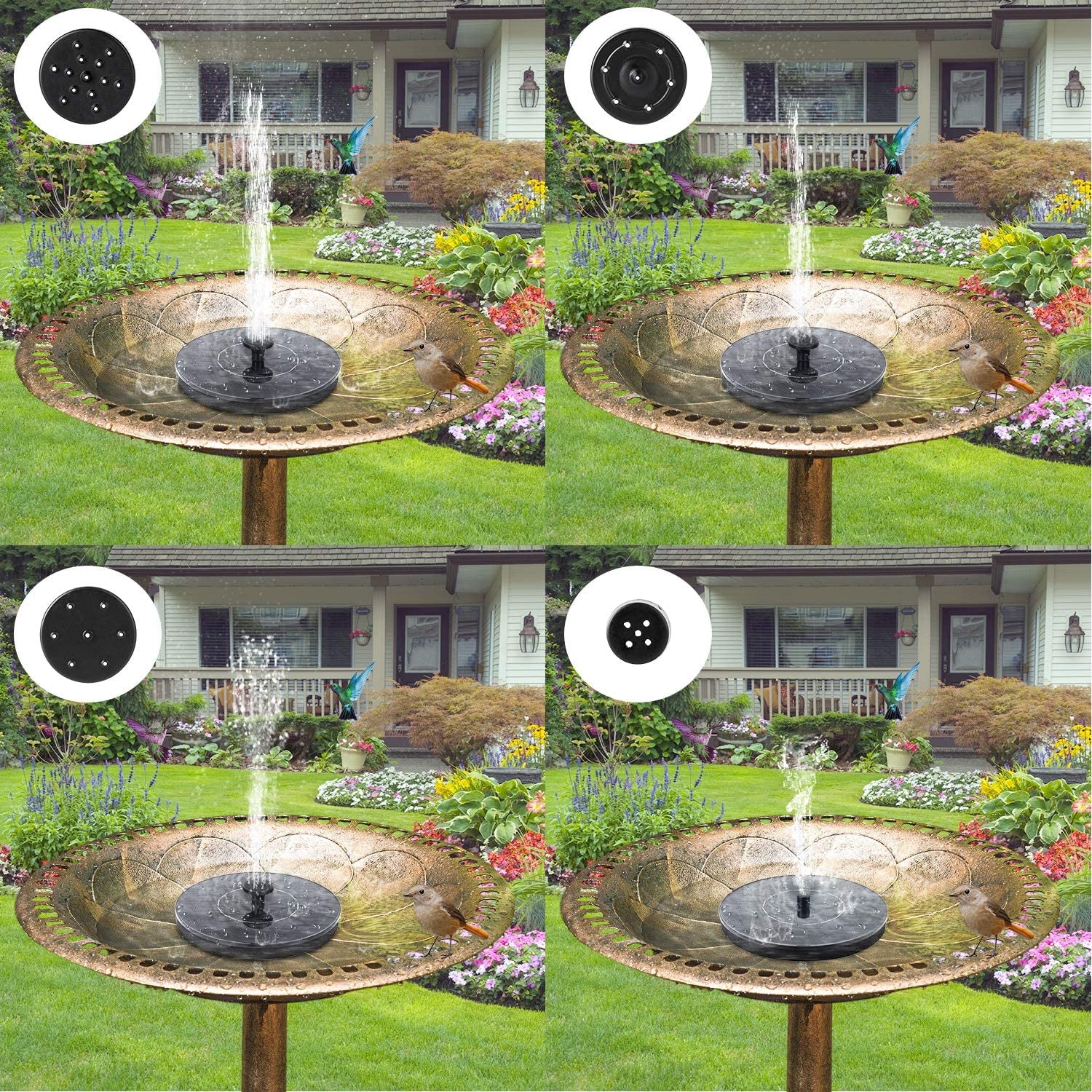 1W Solar Bird Bath Fountain Pump, Solar Fountain, Free Standing Floating Solar Powered Water Fountain Pump for Bird Bath, Garden, Pond, Pool, Outdoor