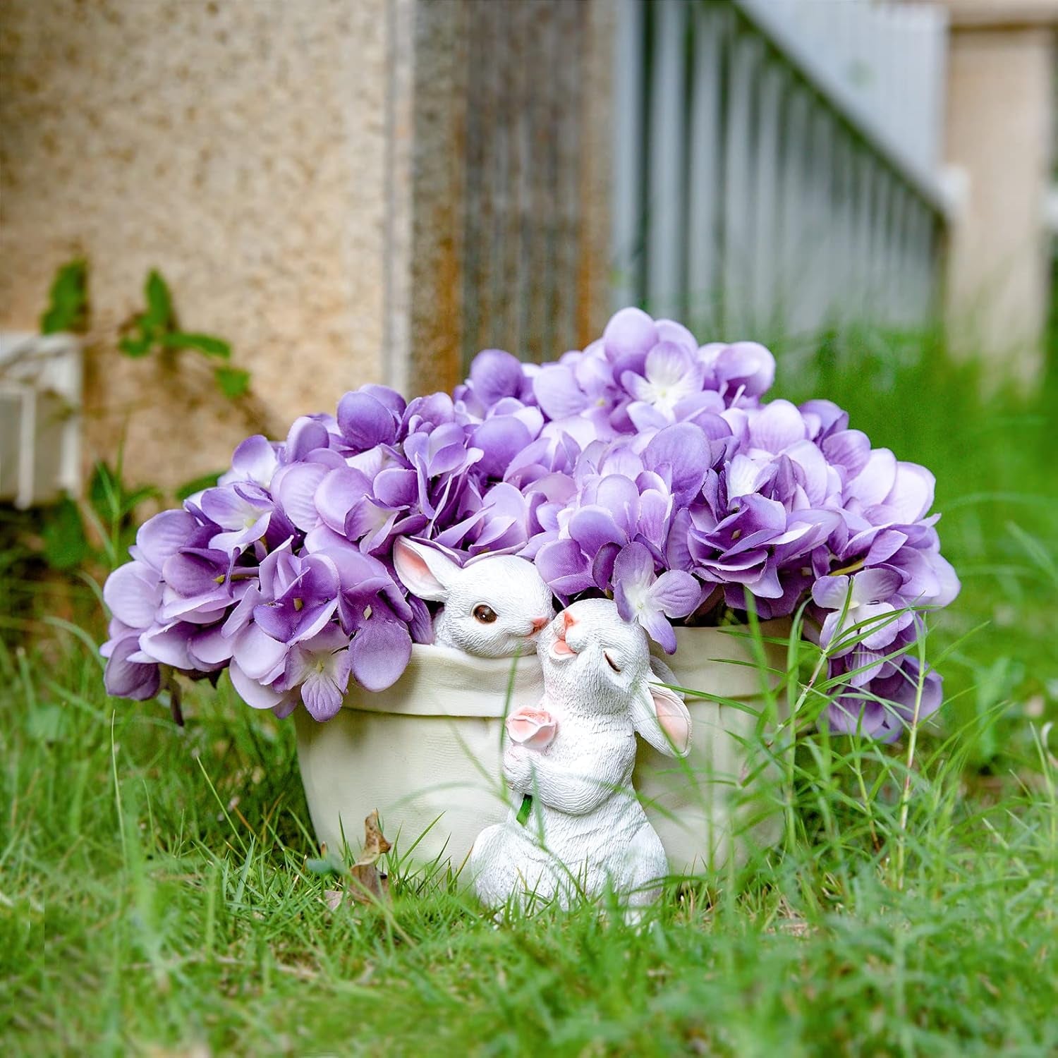 Rabbit Flower Pot Succulent Planter Garden Pots, Bunny Decorative Flower Pot,Animal Shaped Cartoon Planter Pots, Art Decorations for Mom Women （Flower with Drainage Hole）