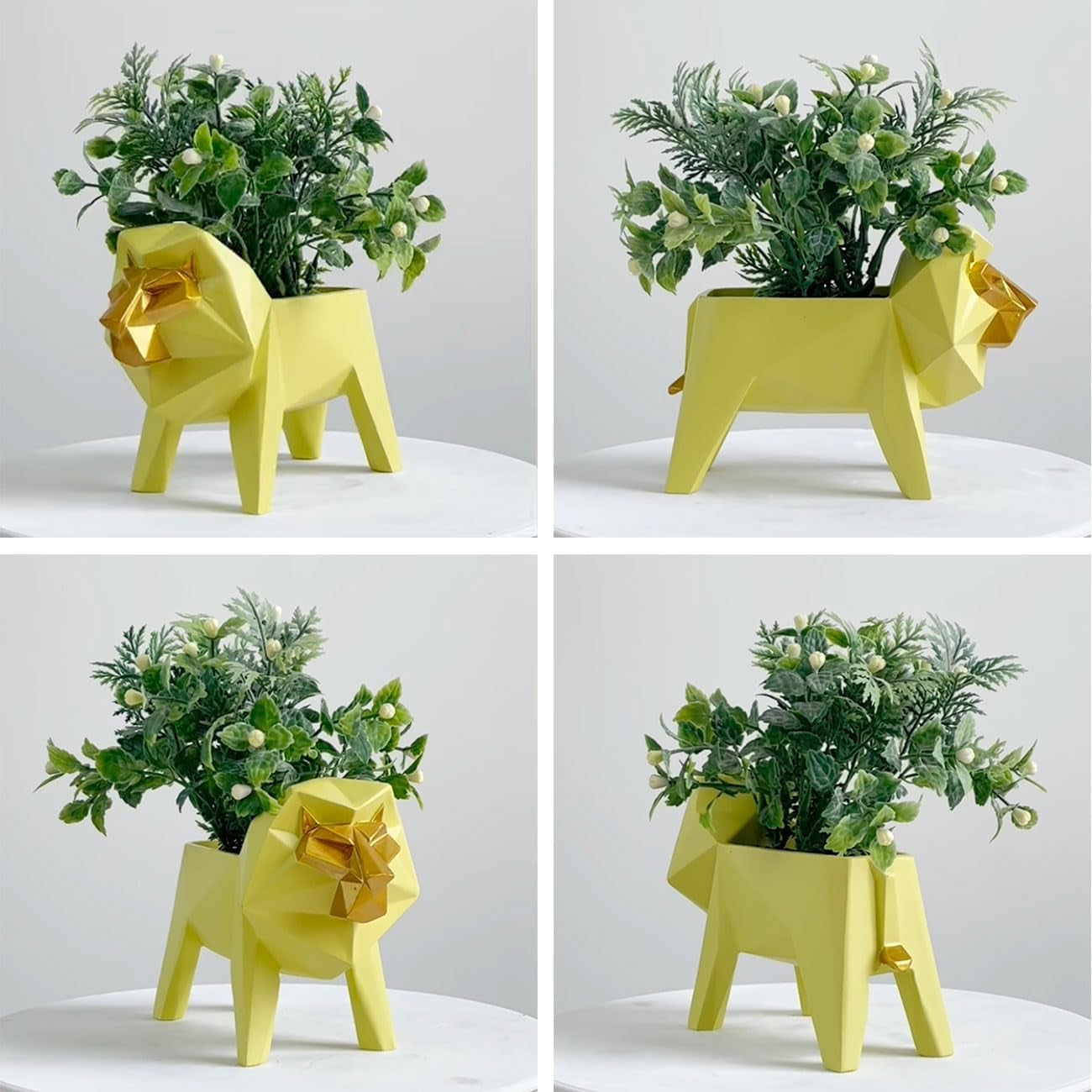 Lion Statue Planter Succulent Pot Modern Animal Sculpture Home Decor Gift for Living Room Office 6.1 Inch