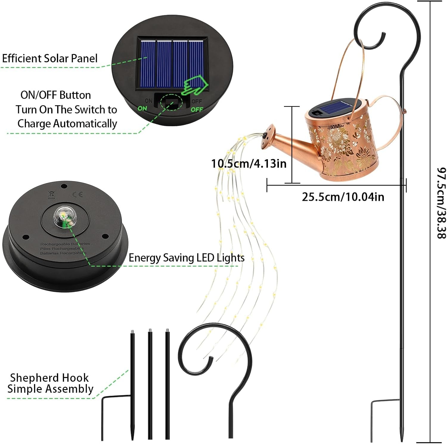 Solar Watering Can Lights, Sunflower Decorative Hanging Lantern Solar Lights Outdoor Waterproof, Gifts for Mom Women Grandma Mother'S Day, Retro Metal Garden Decor for outside Yard Patio Lawn
