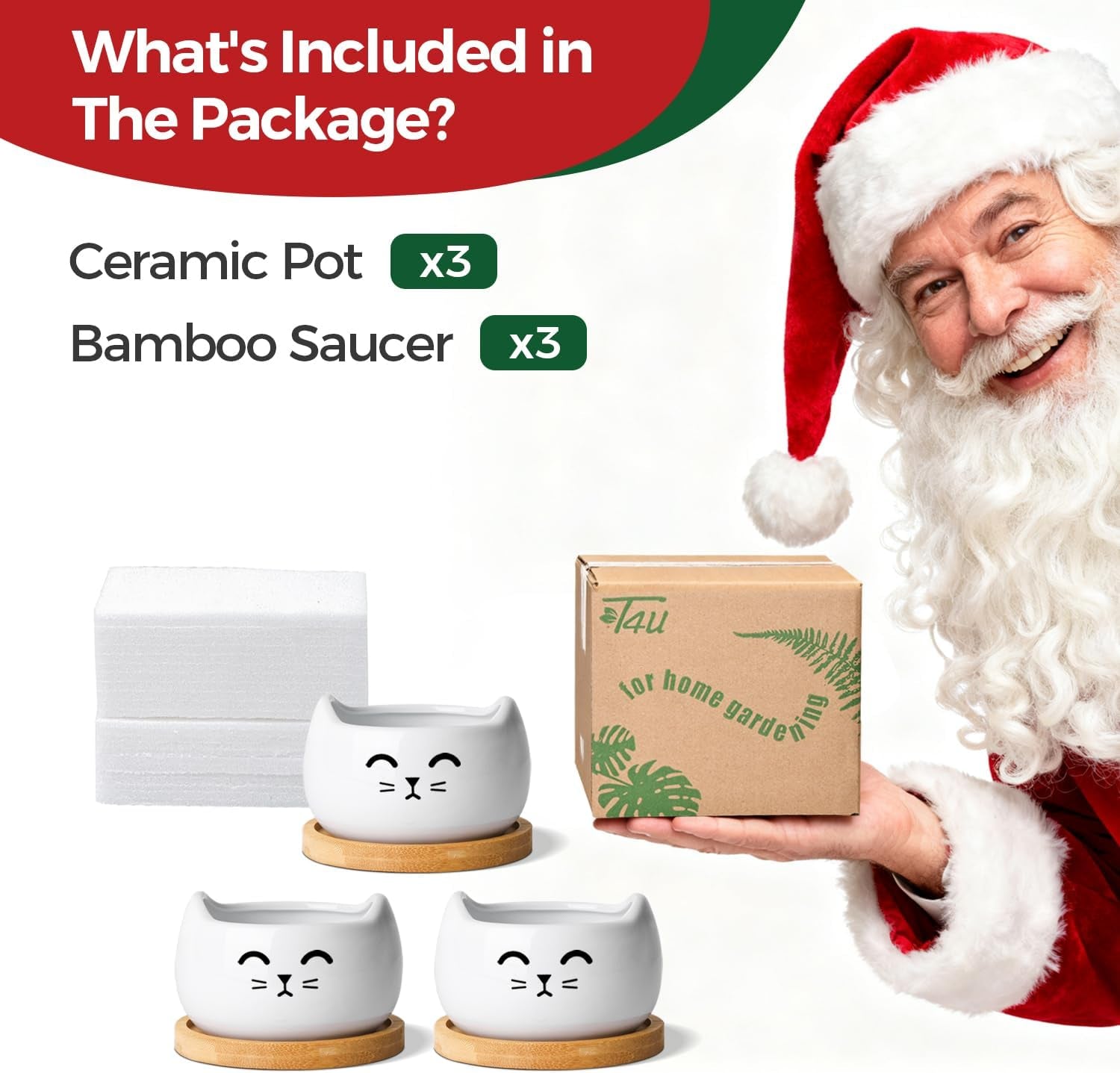 Cat Planter 3.8 Inch, 3 Pcs Cute Cat Small Plant Pots for Indoor Plants, Mini Cat Succulent Pots for Plants, Ceramic Succulent Planters with Drainage, Tiny Flower Pots