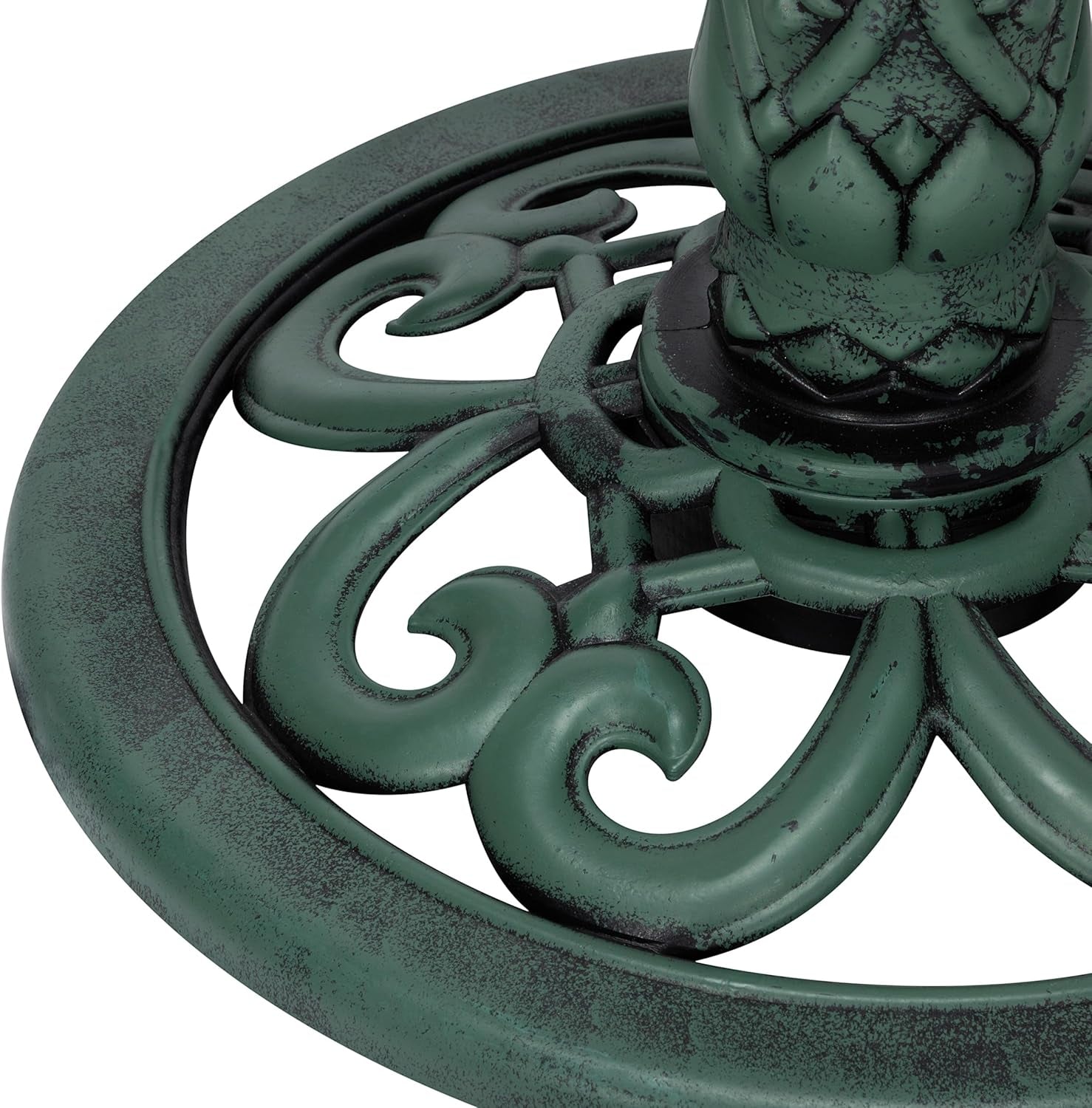 35" Tall 3-Tier Outdoor Pedestal Water Fountain – Durable Resin Cascading Water Feature and Birdbath for Garden, Patio, Deck, and Backyard, Green