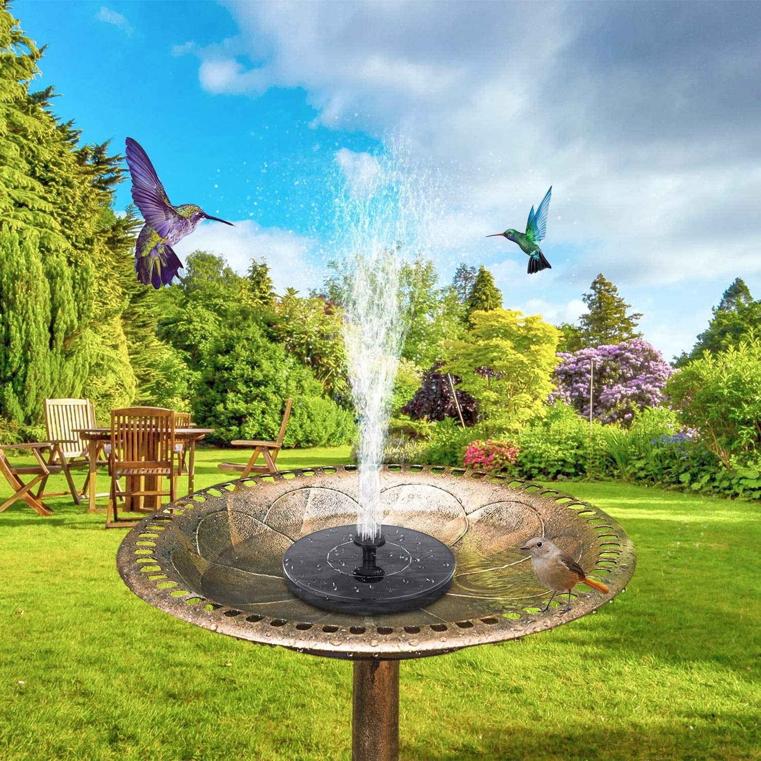 1W Solar Bird Bath Fountain Pump, Solar Fountain, Free Standing Floating Solar Powered Water Fountain Pump for Bird Bath, Garden, Pond, Pool, Outdoor