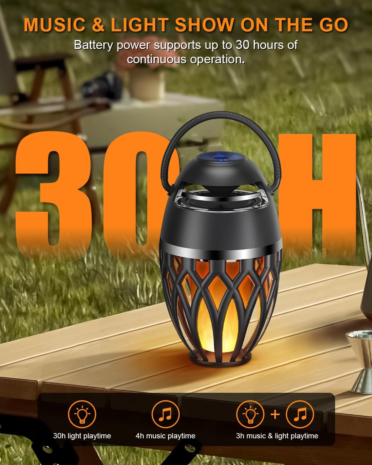 2 Pack Outdoor Bluetooth Speakers,Wireless Speakers with LED Flame Flickers,Ip5X Waterproof Torch Lights Lantern Speakers for Patio Yard Pool Party,Gifts for Men/Women