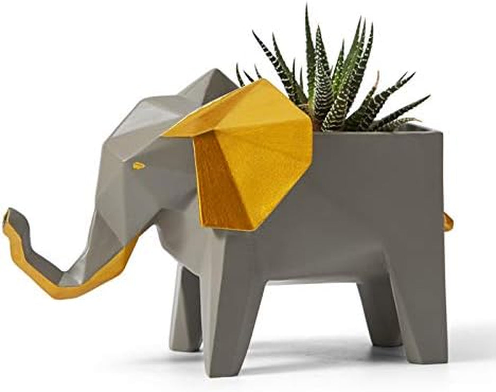Elephant Statue Planter Succulent Pot Modern Animal Sculpture Home Decor Gift for Living Room Office 6.9 Inch