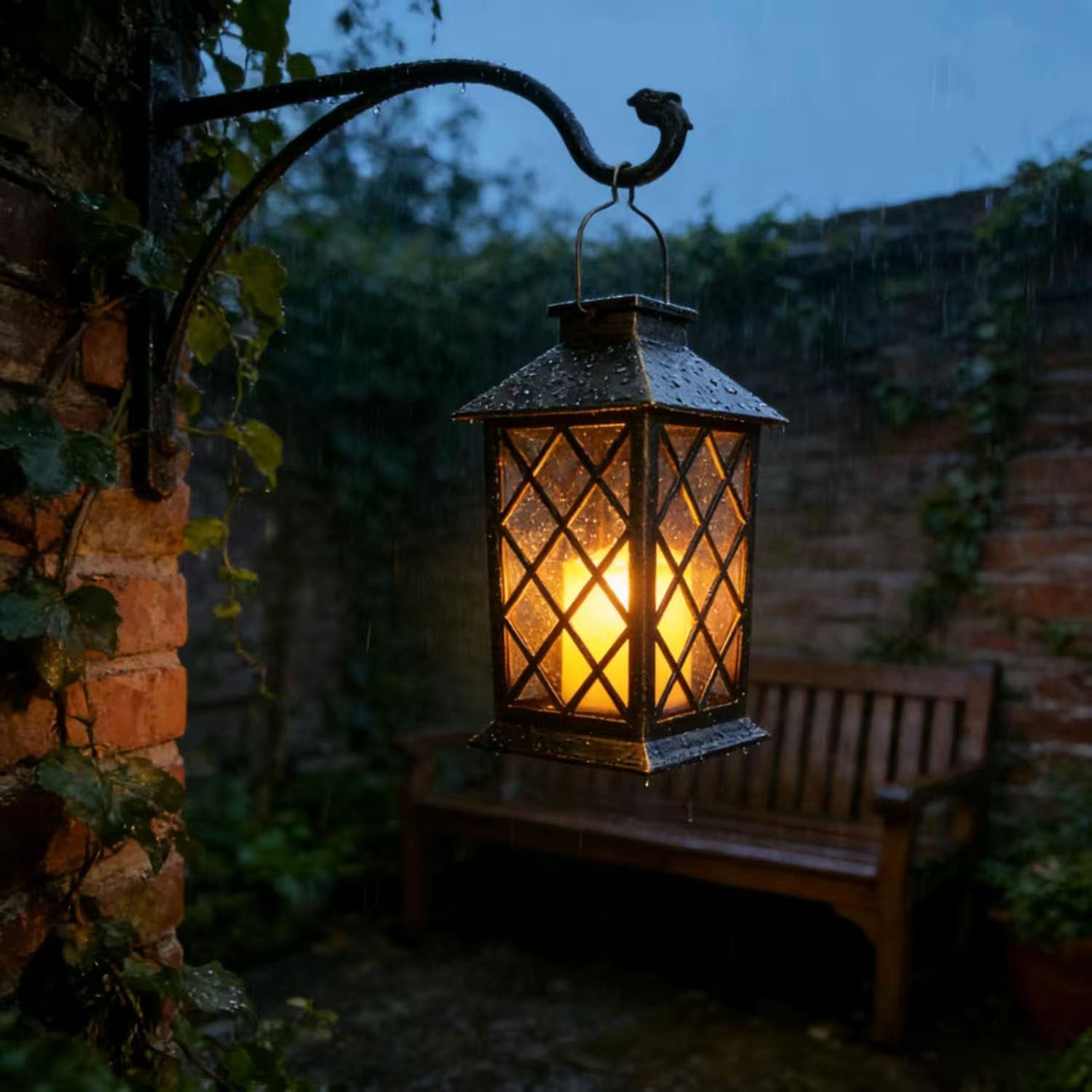 Solar Lanterns Outdoor Hanging Garden Lantern Waterproof LED Flickering Flameless Candle Mission Lights for Table,Outdoor，Mothers Day Gifts Mom Wife (1Pack)