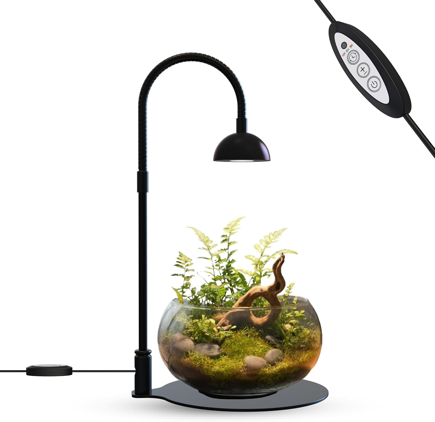 Desktop Grow Lamp Terrarium Light Plant Light on Table with Flexible Gooseneck Lamp for Terrarium Kitchen Vetegable Succulent Lamp with Auto Timer 3/6/12Hrs, 4 Brightness Levels (Red)