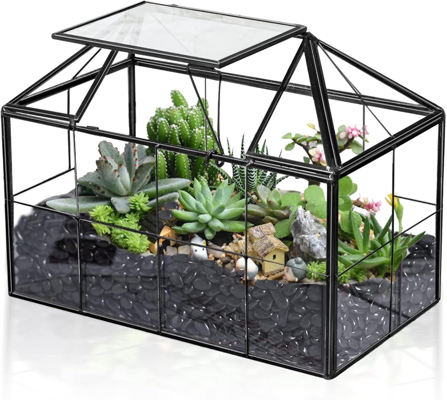 Glass Plant Terrarium Container Wardian Case Indoor Small Succulent Terrarium Planter W/Door for Tabletop Decor DIY - 4.9"X4.3"X4.3"