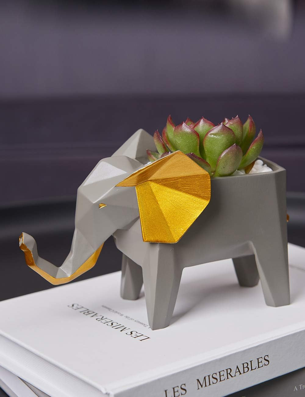 Elephant Statue Planter Succulent Pot Modern Animal Sculpture Home Decor Gift for Living Room Office 6.9 Inch