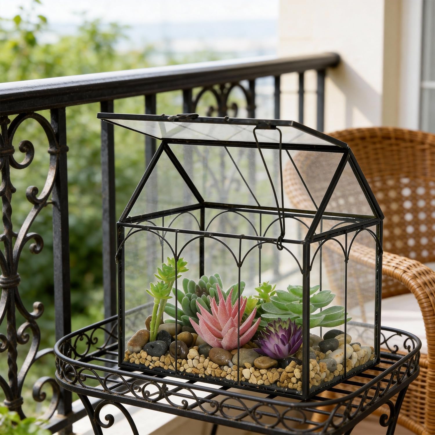 Glass Plant Terrarium Container Wardian Case Indoor Small Succulent Terrarium Planter W/Door for Tabletop Decor DIY - 4.9"X4.3"X4.3"