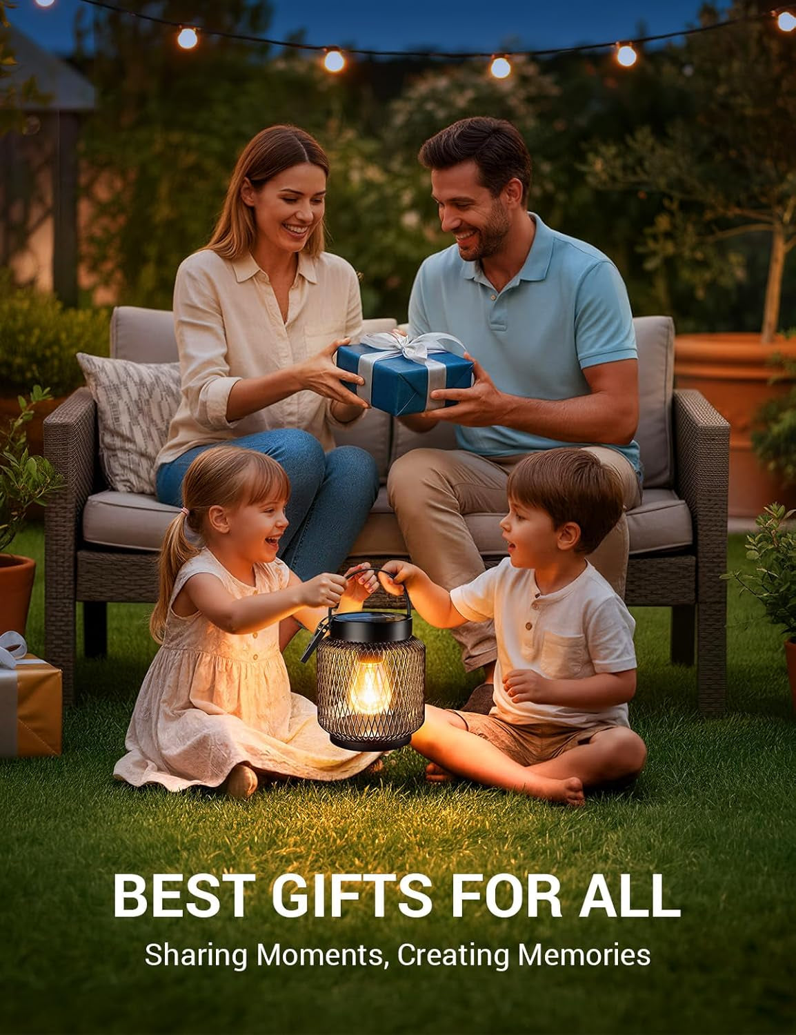 Metal Solar Lanterns Outdoor Waterproof, 2 Pack Brighter Hanging Solar Lights for Outside, up to 15 Hours Modern Hanging Solar Powered Lanterns Lights for Yard Patio Porch Garden Decorative