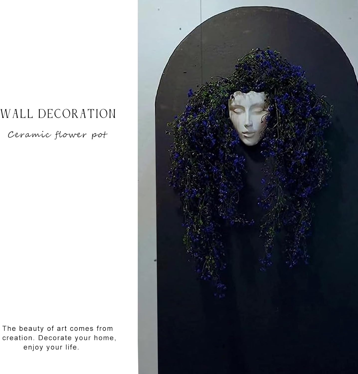 Face Vase,Ceramic Female Form Vase,Modern Sculpture White Planter Pot,Human Face Dried Flower Shaped Vase,Wall Hanging Plant Pot for Home Decor Centerpieces, Office or Outdoor Hanging Decor