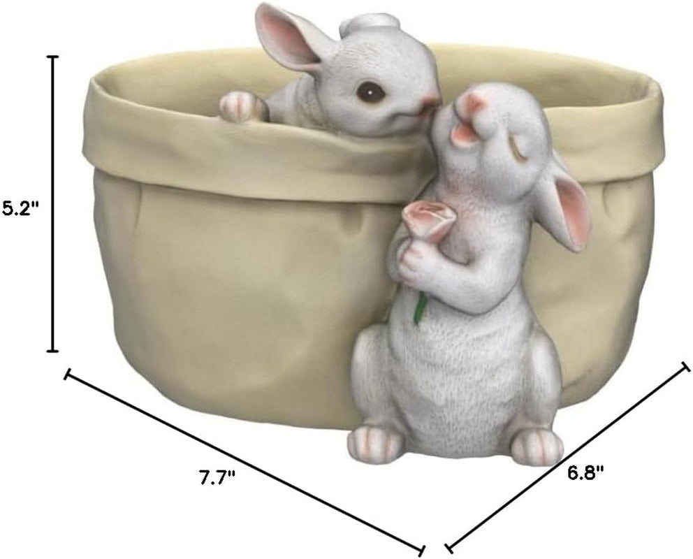 Rabbit Flower Pot Succulent Planter Garden Pots, Bunny Decorative Flower Pot,Animal Shaped Cartoon Planter Pots, Art Decorations for Mom Women （Flower with Drainage Hole）