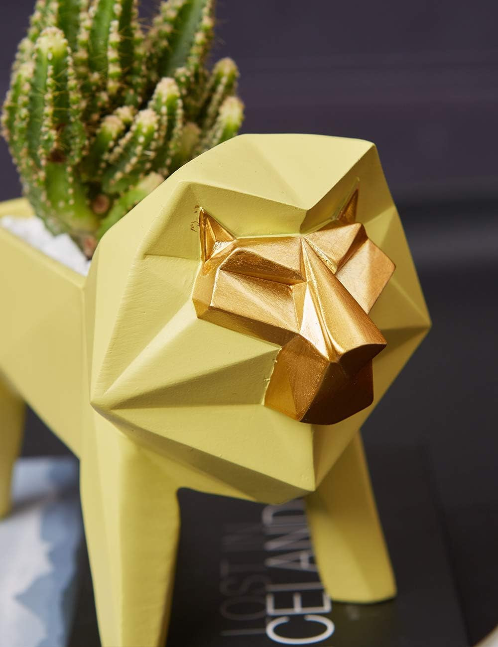 Lion Statue Planter Succulent Pot Modern Animal Sculpture Home Decor Gift for Living Room Office 6.1 Inch