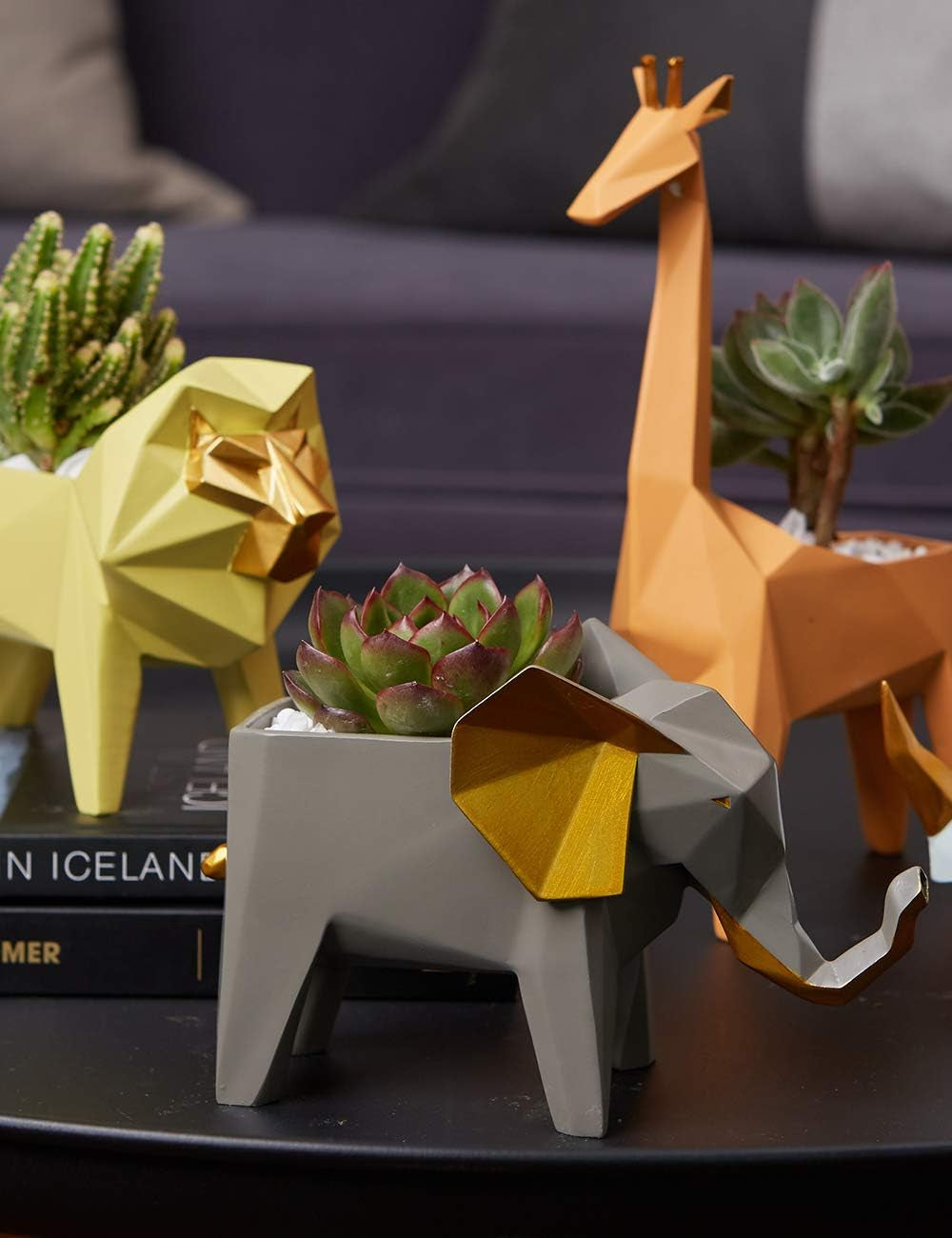 Lion Statue Planter Succulent Pot Modern Animal Sculpture Home Decor Gift for Living Room Office 6.1 Inch