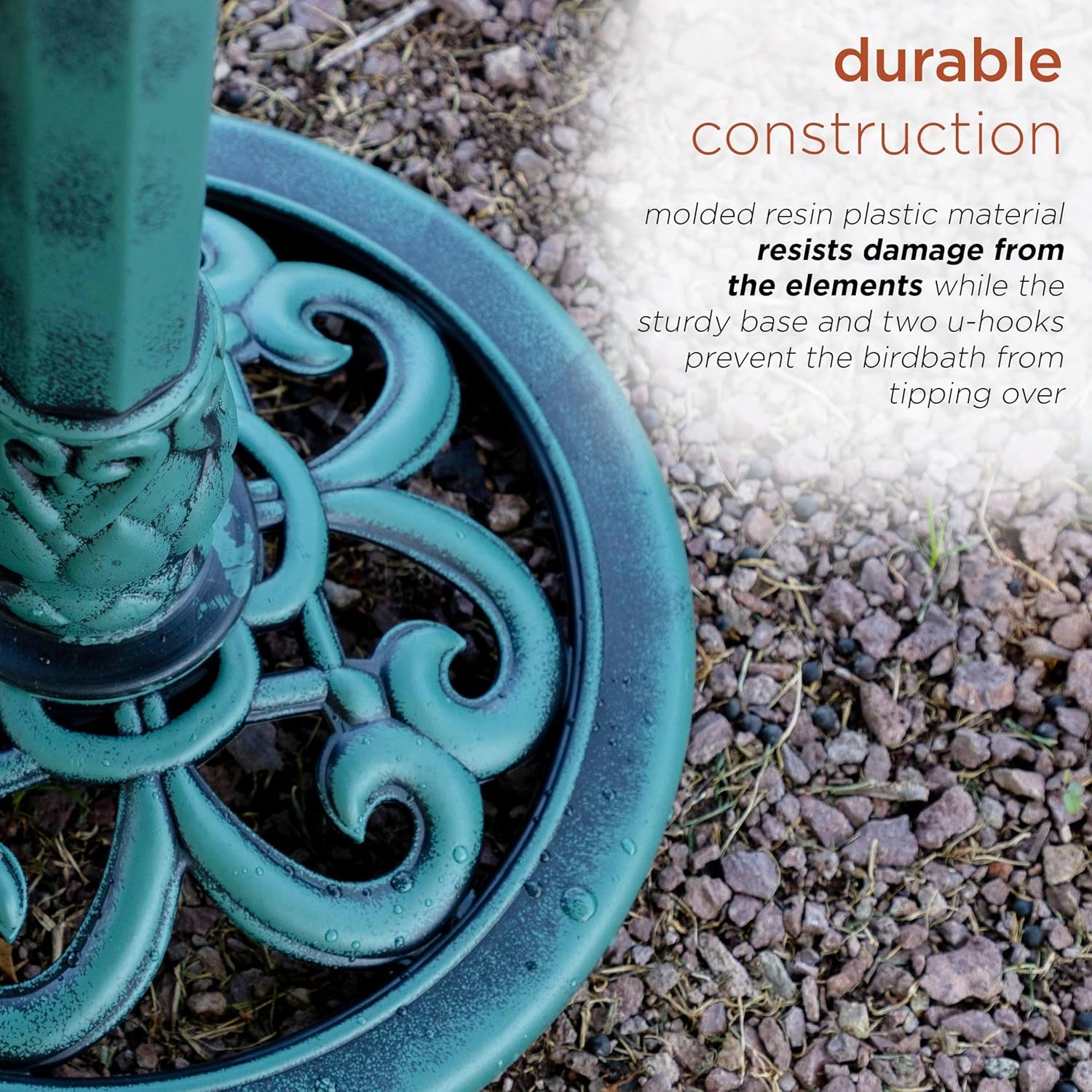 35" Tall 3-Tier Outdoor Pedestal Water Fountain – Durable Resin Cascading Water Feature and Birdbath for Garden, Patio, Deck, and Backyard, Green