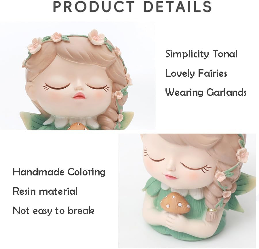 Samll Angel Girl Face Succulent Plant Pots 3Packs with Drainage Hole 4Inch Indoor Cactus Pot Unique Cute Flower Pot with Girl Face Container Planter