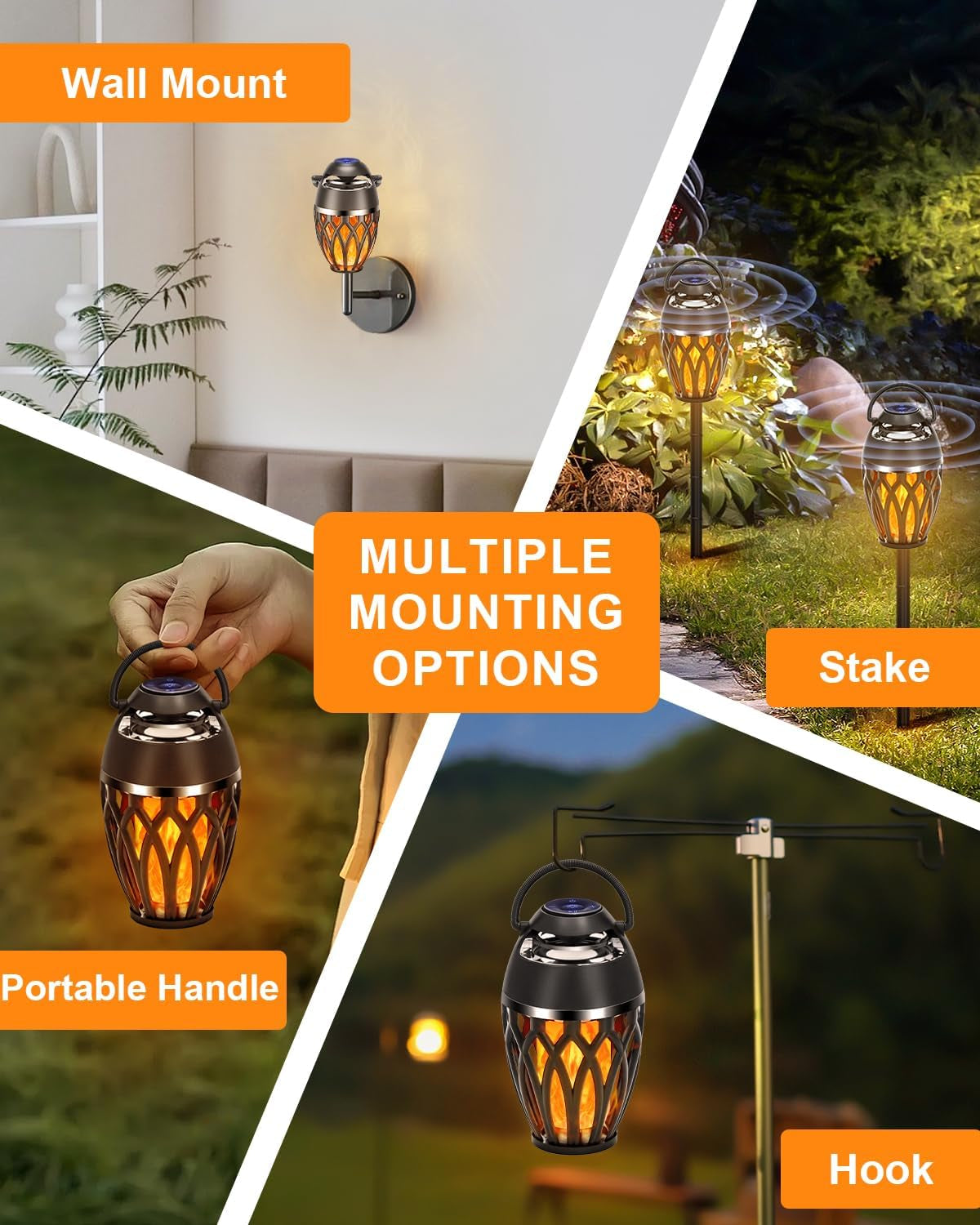 2 Pack Outdoor Bluetooth Speakers,Wireless Speakers with LED Flame Flickers,Ip5X Waterproof Torch Lights Lantern Speakers for Patio Yard Pool Party,Gifts for Men/Women