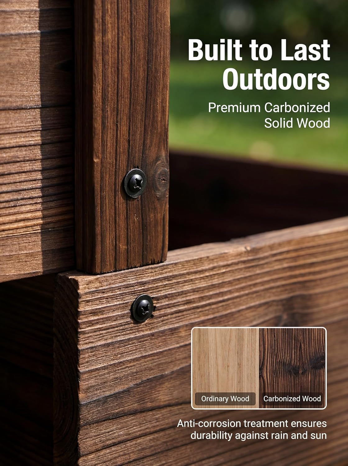 Outdoor Water Fountain，Floor Wooden Rectangular Double-Layer Old-Fashioned Pump Fountain with Flower Box，Plug-In Electric Decorative Hand Pump,Outdoor Water Feature for Garden Patio Backyard