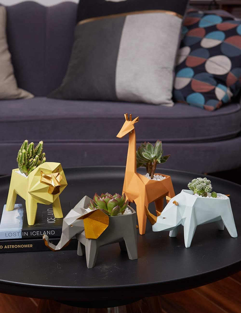 Elephant Statue Planter Succulent Pot Modern Animal Sculpture Home Decor Gift for Living Room Office 6.9 Inch