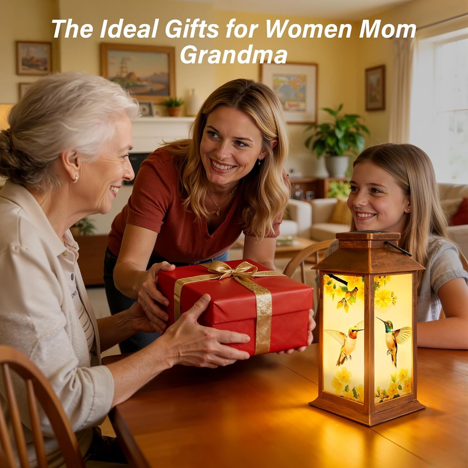 Solar Lanterns Outdoor Waterproof, Hummingbird Garden Decor Gifts for Women Mom Grandma, LED Hanging Solar Lights for outside Yard Patio Lawn Porch