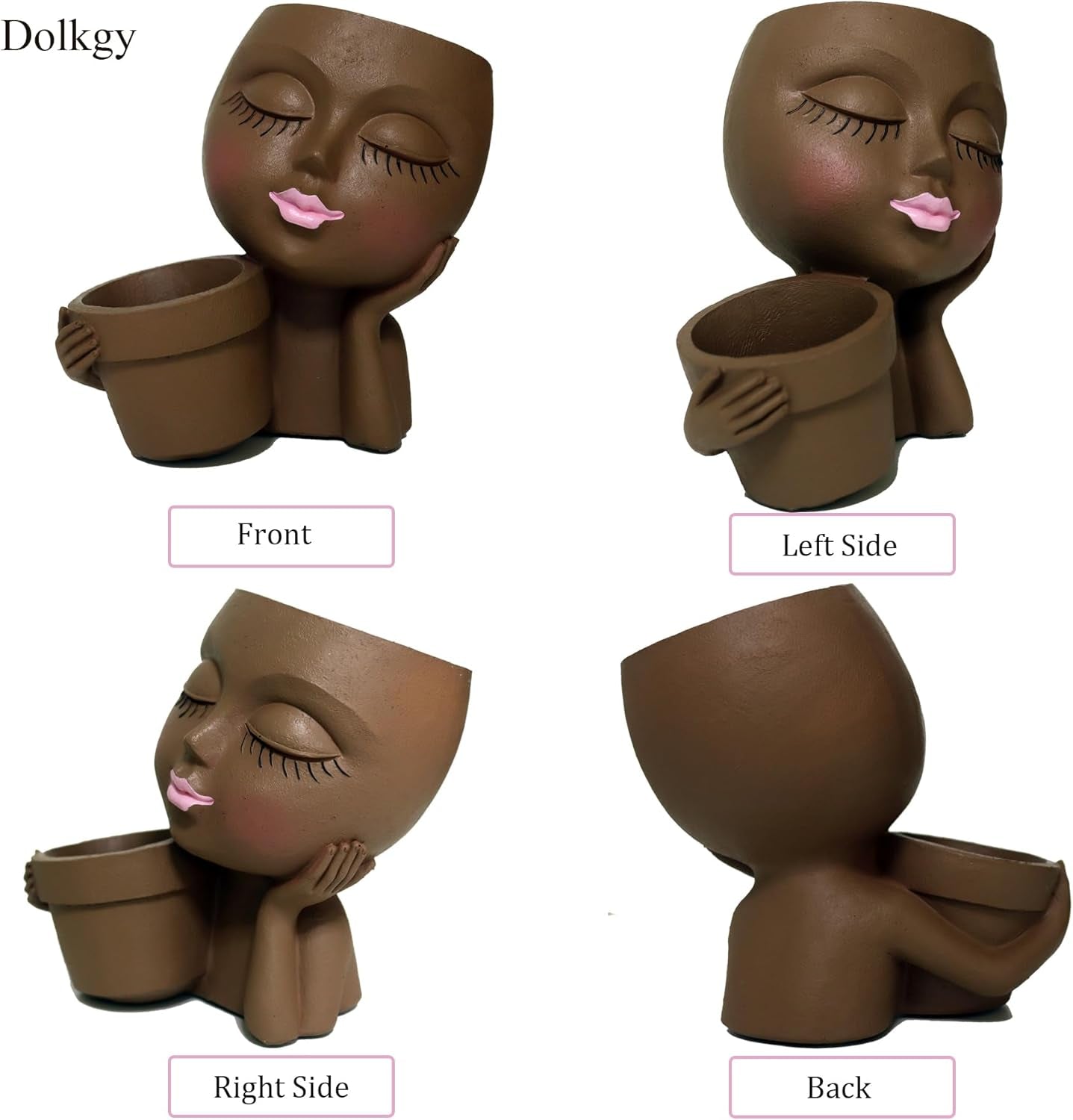 Face Flower Pot Head Planter, Face Planter Black Woman Unique Planters for Indoor Outdoor Plants, Novelty Plant Pots Lady Head Vase with Drainage Hole for Home Garden Succulents Cactus