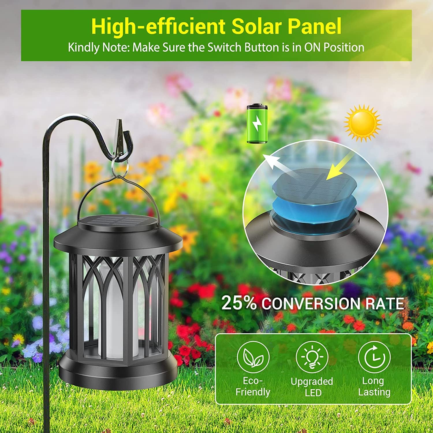 4 Pack Solar Lantern Outdoor Lights, Upgraded Flickering Flame Solar Lanterns Lights Outdoor Waterproof, Hanging Lantern Decorative, Solar Powered Lanterns for Yard Patio Path Tree Garden Decor
