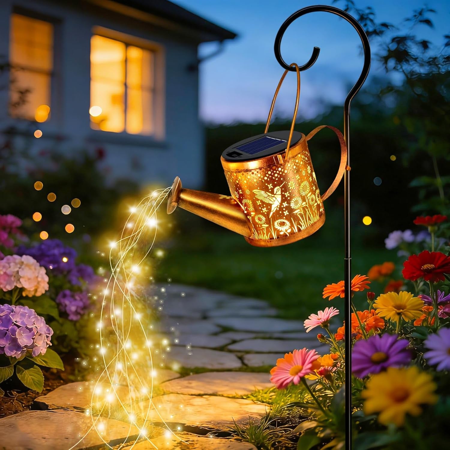 Solar Watering Can Lights, Sunflower Decorative Hanging Lantern Solar Lights Outdoor Waterproof, Gifts for Mom Women Grandma Mother'S Day, Retro Metal Garden Decor for outside Yard Patio Lawn