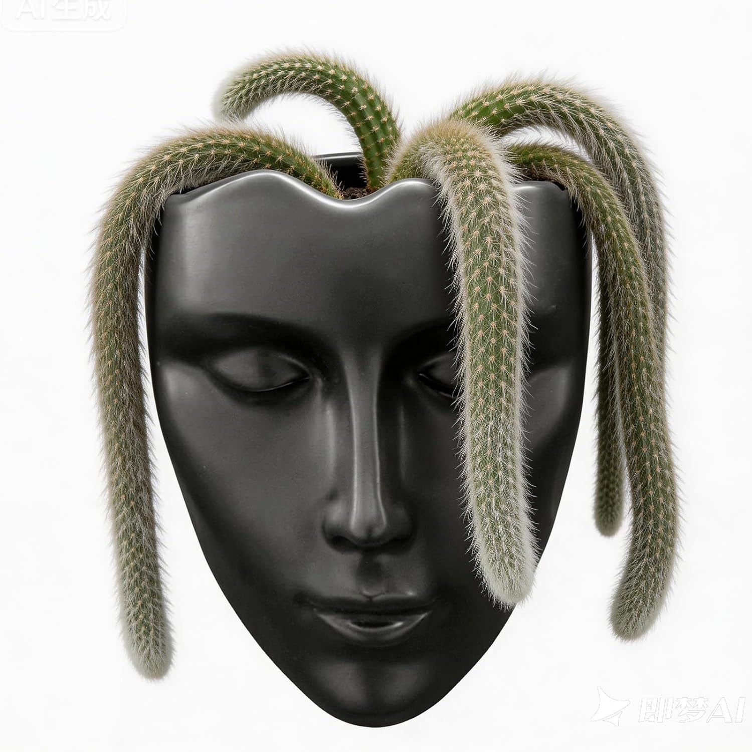 Ceramic Face Wall Planter, White Head Vase with Drainage Hole, Modern Art Indoor Outdoor Wall Mounted Succulent Planter, Elegant Home Garden Decor