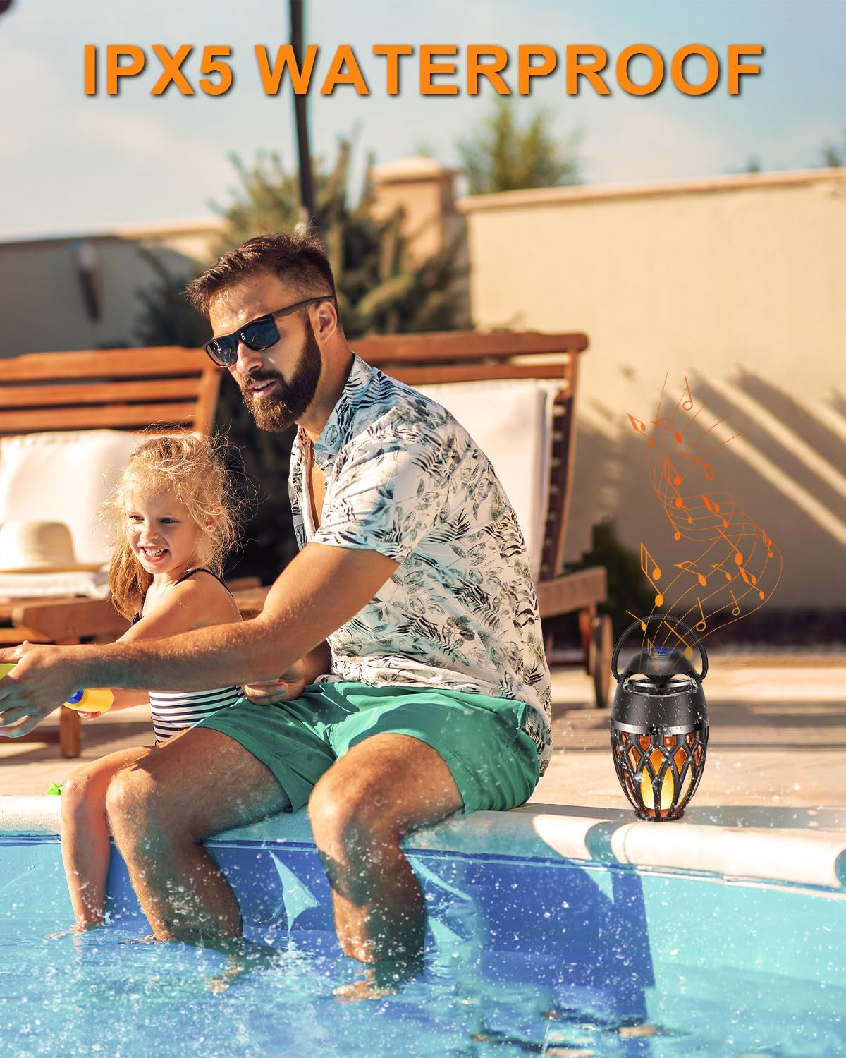 2 Pack Outdoor Bluetooth Speakers,Wireless Speakers with LED Flame Flickers,Ip5X Waterproof Torch Lights Lantern Speakers for Patio Yard Pool Party,Gifts for Men/Women