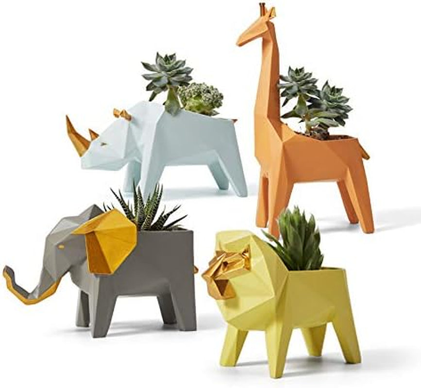 Lion Statue Planter Succulent Pot Modern Animal Sculpture Home Decor Gift for Living Room Office 6.1 Inch