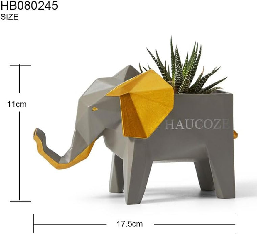 Elephant Statue Planter Succulent Pot Modern Animal Sculpture Home Decor Gift for Living Room Office 6.9 Inch