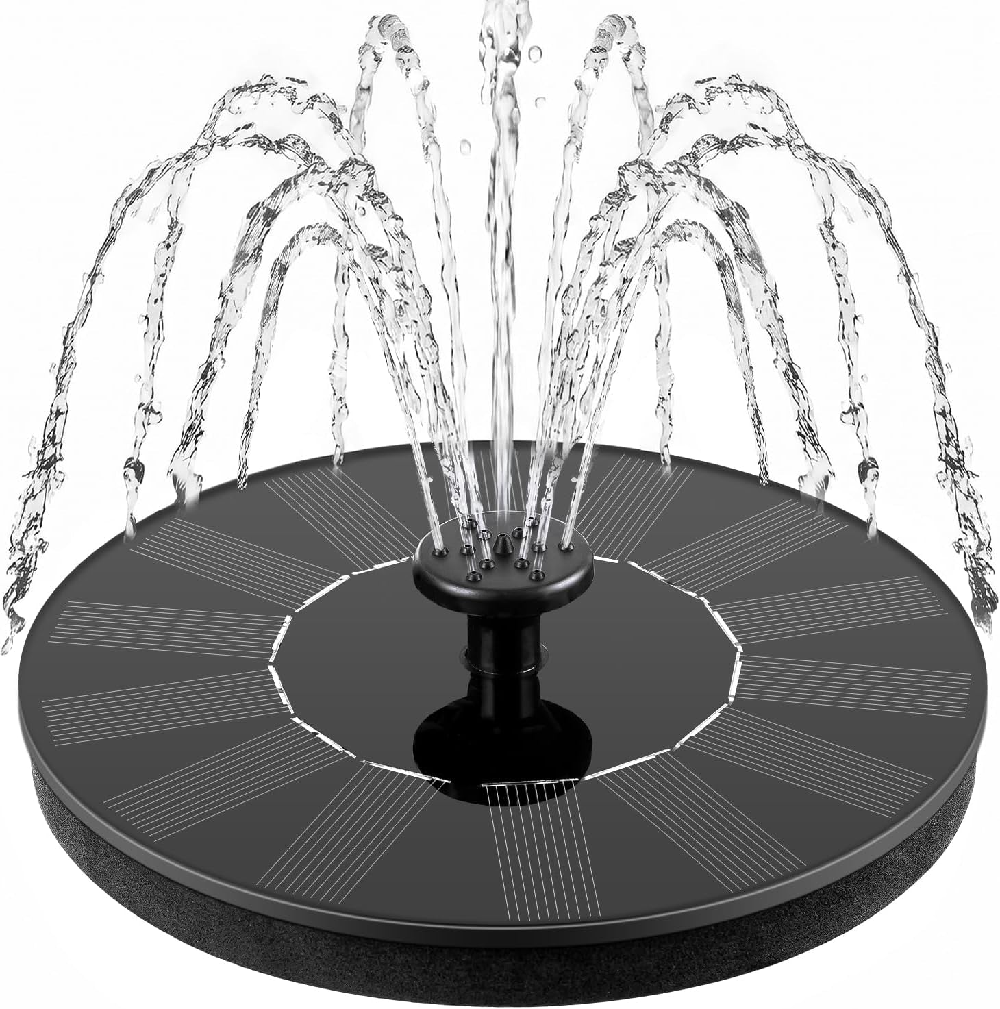 Solar Bird Bath Fountains, Upgrade 1.4W Solar Fountain Pump with 6 Nozzles, Free Standing Floating Solar Powered Water Fountain Pump for Bird Bath, Garden, Pond, Pool, Outdoor