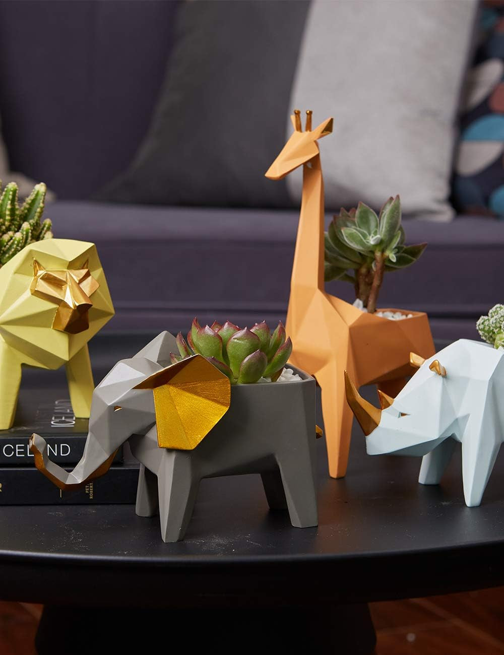 Elephant Statue Planter Succulent Pot Modern Animal Sculpture Home Decor Gift for Living Room Office 6.9 Inch