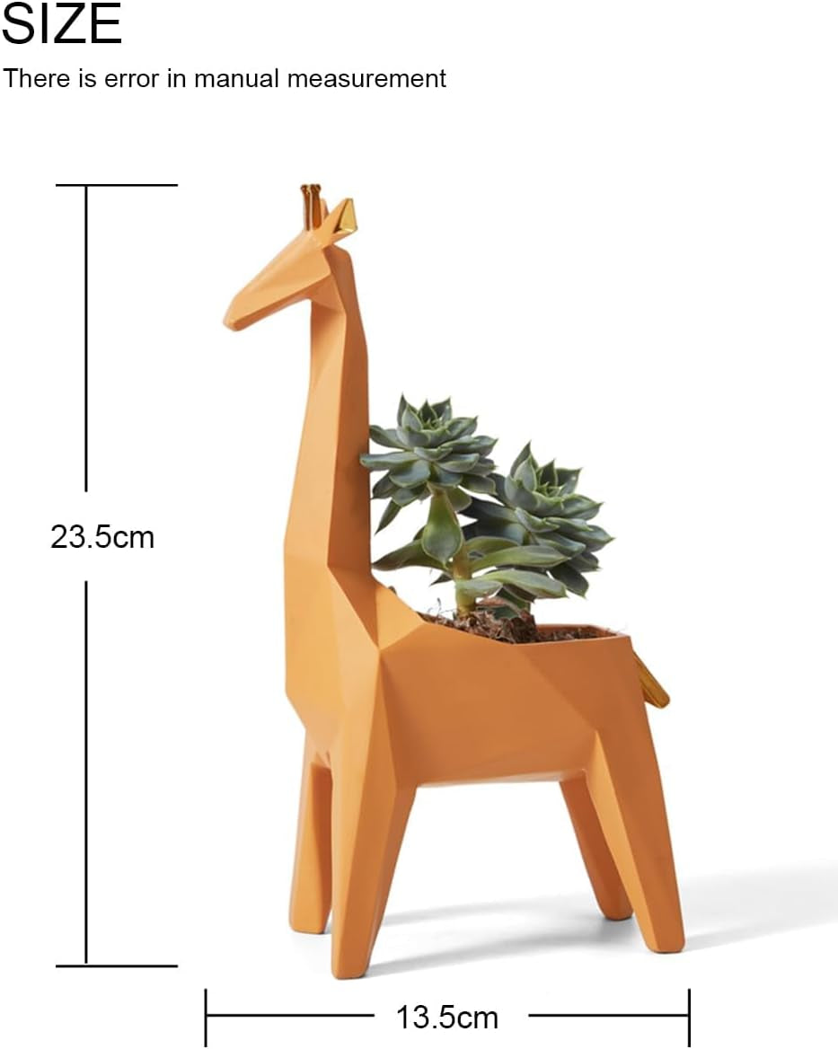Giraffe Statue Planter Succulent Pot Modern Animal Sculpture Home Decor Gift for Living Room Office 9.3 Inch