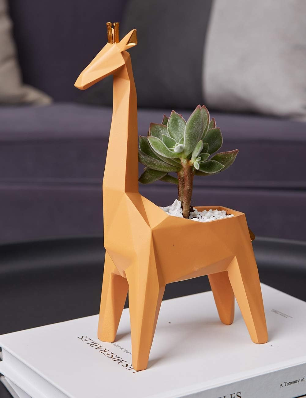 Giraffe Statue Planter Succulent Pot Modern Animal Sculpture Home Decor Gift for Living Room Office 9.3 Inch