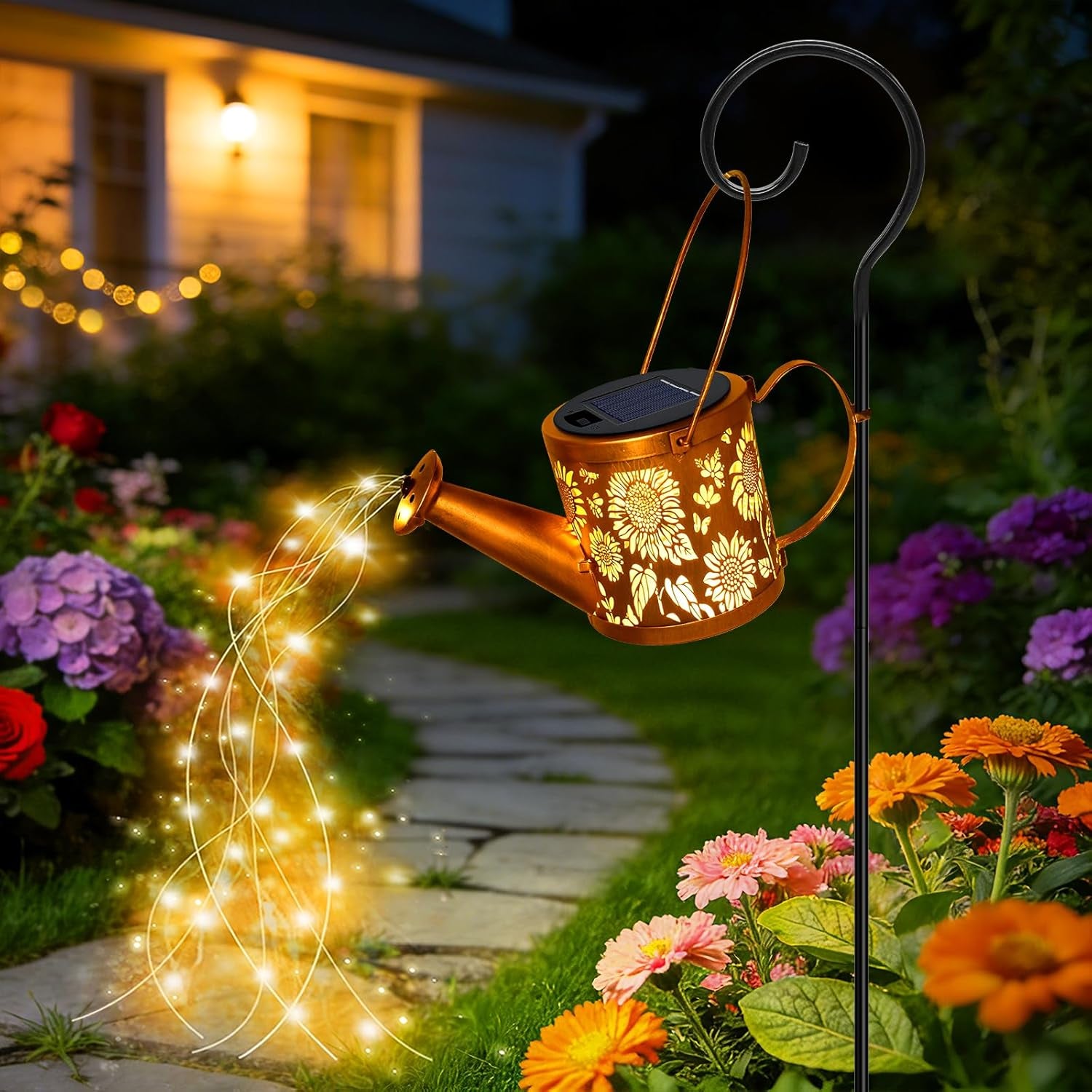 Solar Watering Can Lights, Sunflower Decorative Hanging Lantern Solar Lights Outdoor Waterproof, Gifts for Mom Women Grandma Mother'S Day, Retro Metal Garden Decor for outside Yard Patio Lawn