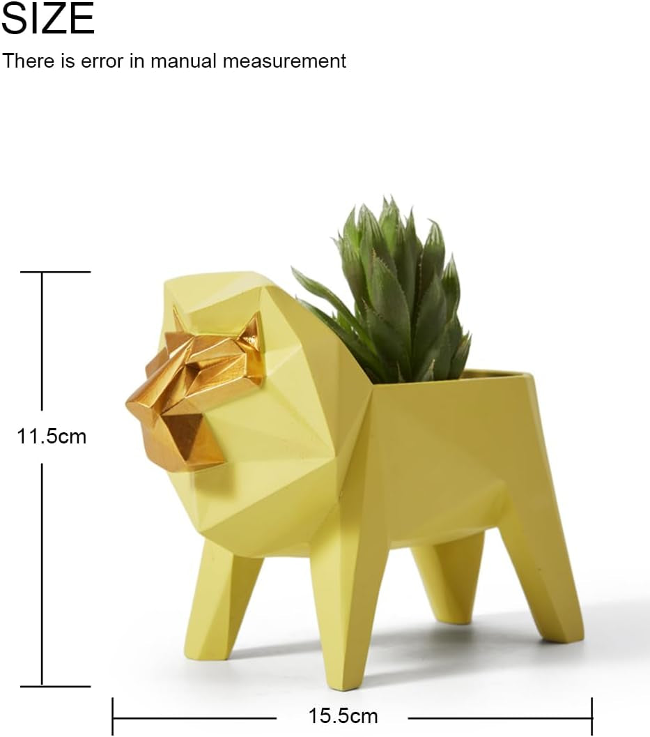 Lion Statue Planter Succulent Pot Modern Animal Sculpture Home Decor Gift for Living Room Office 6.1 Inch