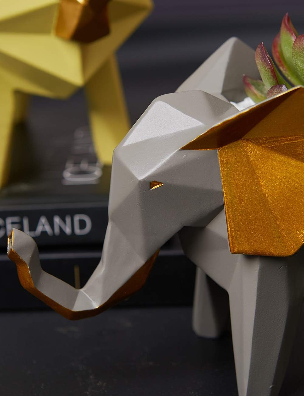 Elephant Statue Planter Succulent Pot Modern Animal Sculpture Home Decor Gift for Living Room Office 6.9 Inch