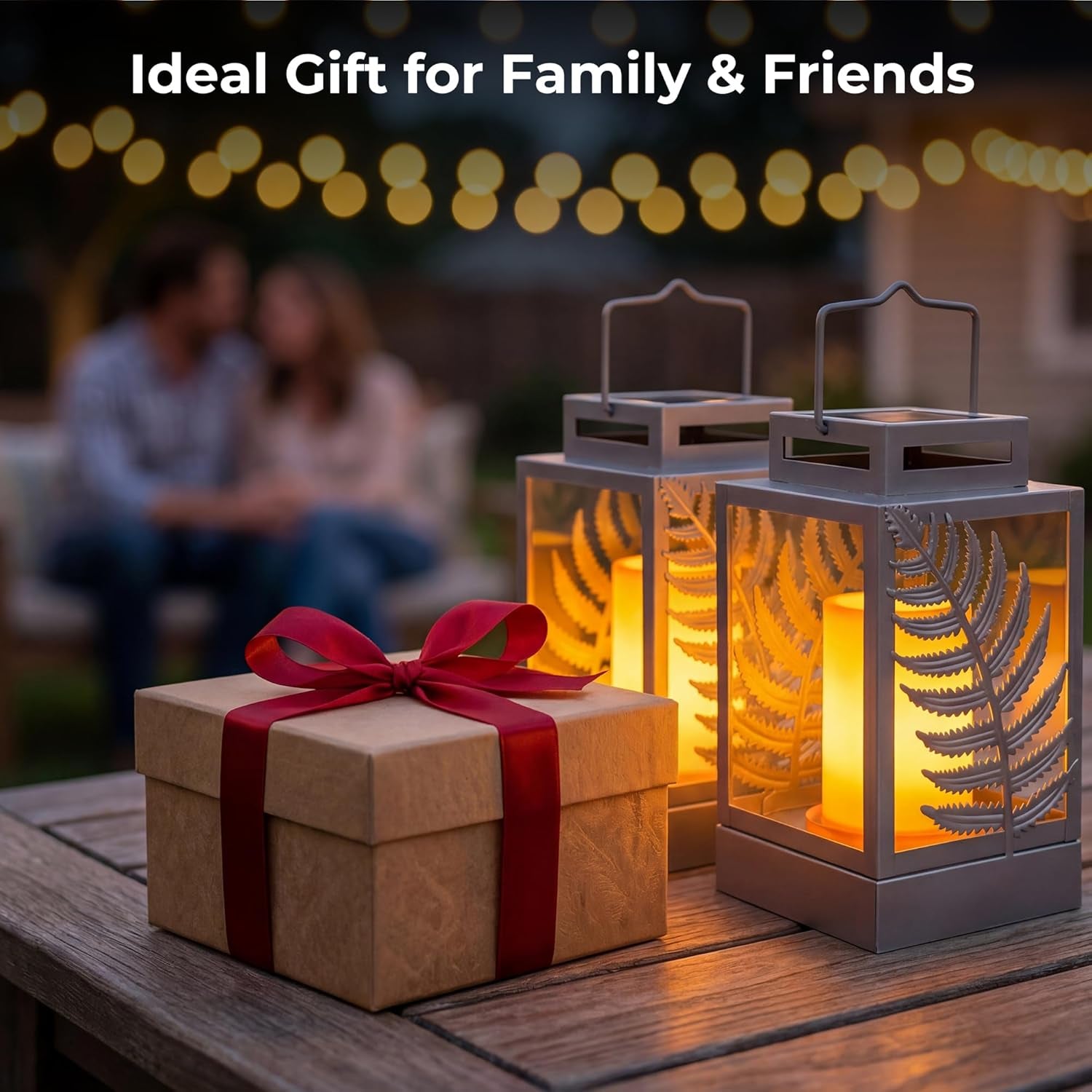 Solar Lights Outdoor with Flickering Flame (2Pack Grey) Upgrade Metal Solar Powered Lantern Landscape Leaf Decorative Hanging Lighting Waterproof LED Umbrella Light for Patio Garden Deck Yard