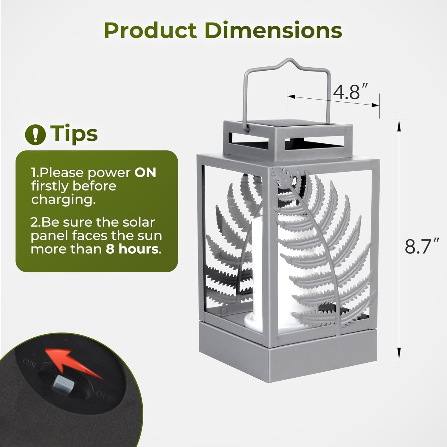 Solar Lights Outdoor with Flickering Flame (2Pack Grey) Upgrade Metal Solar Powered Lantern Landscape Leaf Decorative Hanging Lighting Waterproof LED Umbrella Light for Patio Garden Deck Yard