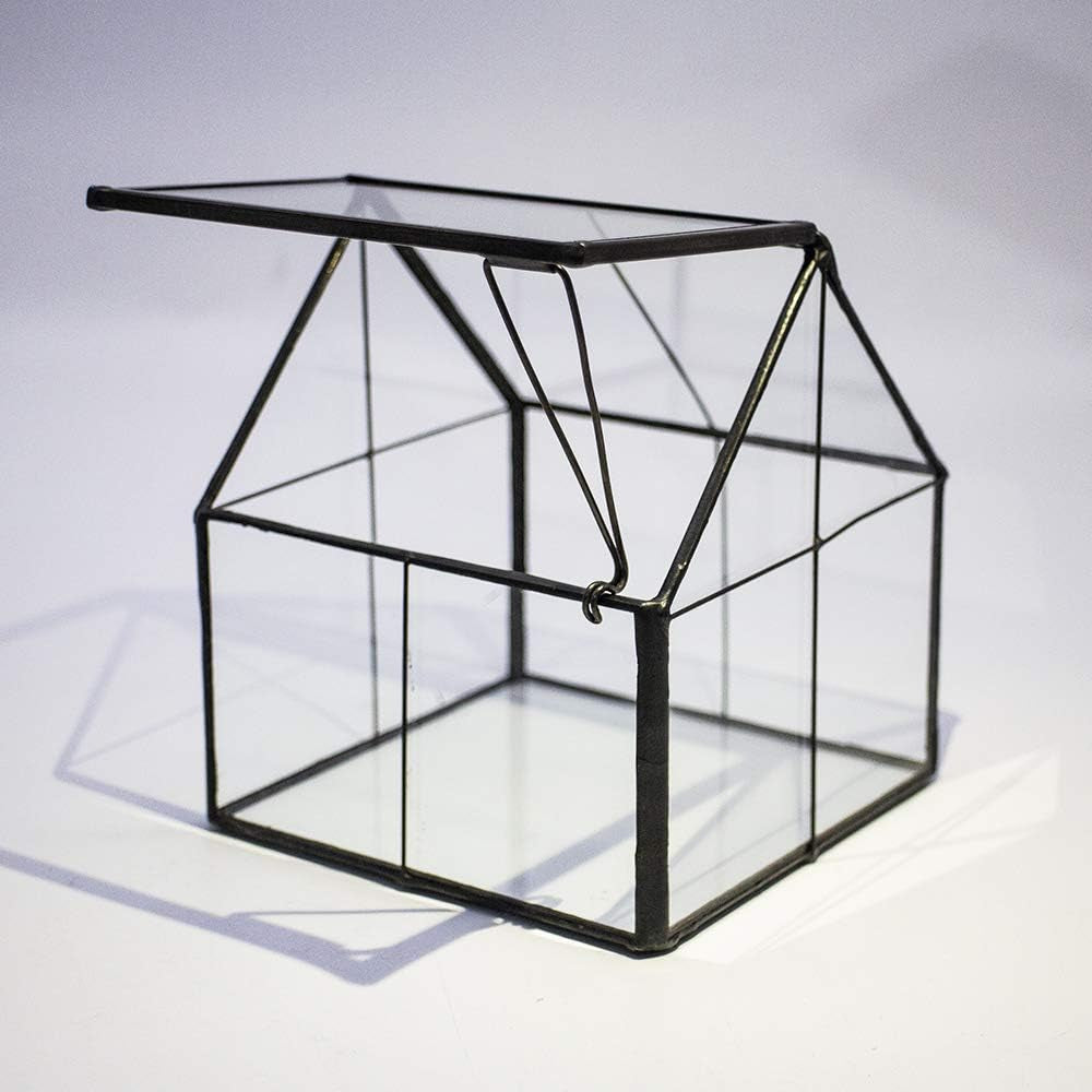 Glass Plant Terrarium Container Wardian Case Indoor Small Succulent Terrarium Planter W/Door for Tabletop Decor DIY - 4.9"X4.3"X4.3"